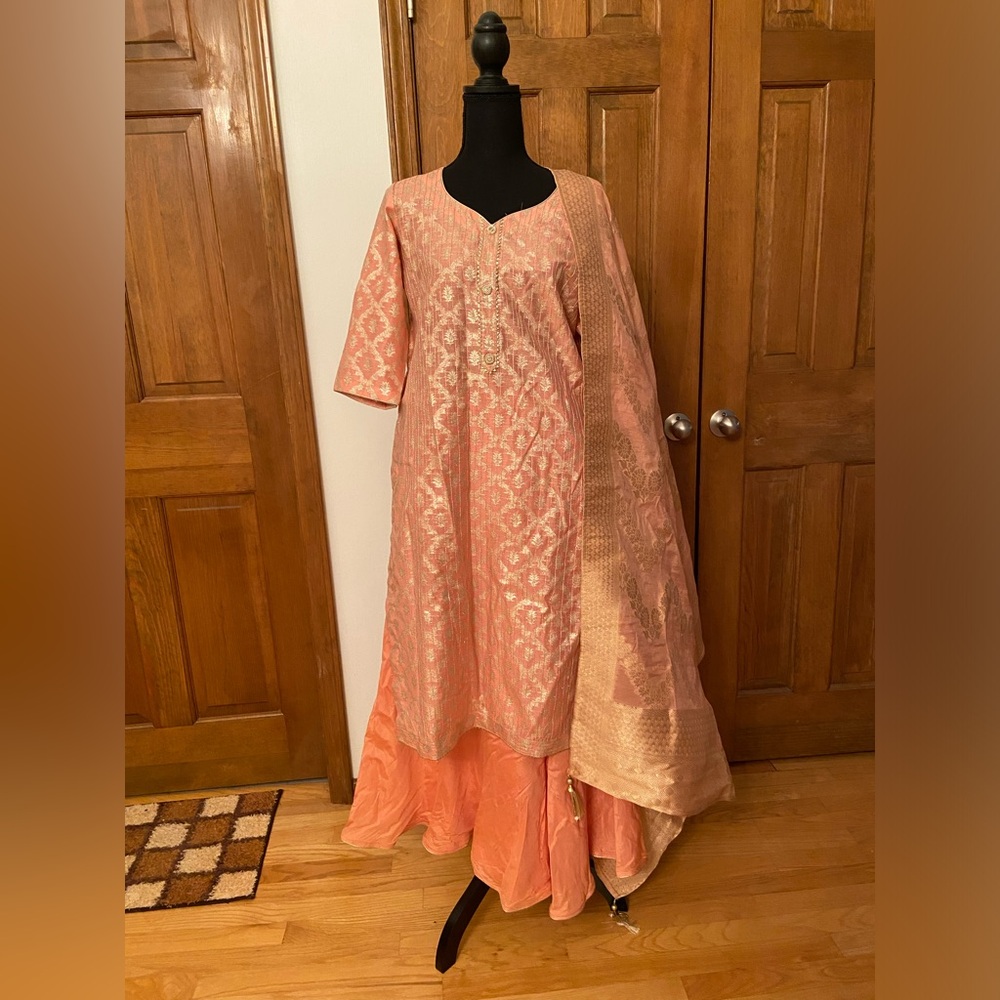 Peach Sharara Set